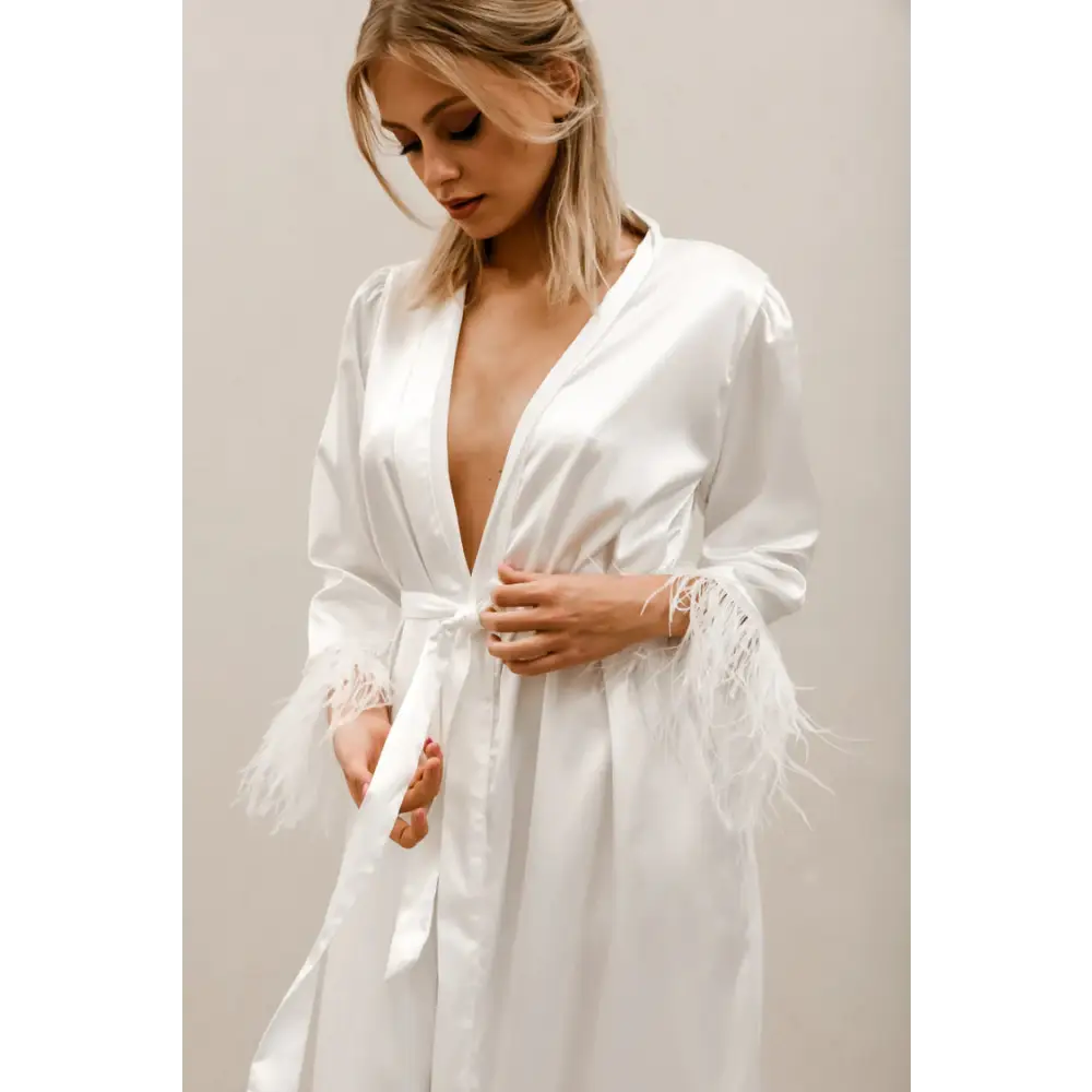 Feather Sleeve Bridal Robe