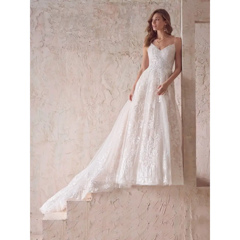 Flynn lace sales gown with train