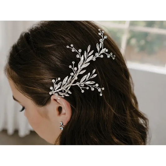 HC2145 Bridal Hair Comb - Silver/Clear - Accessories