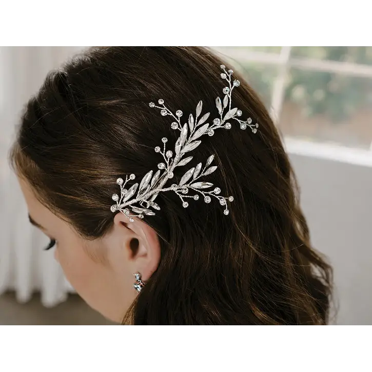 HC2145 Bridal Hair Comb - Silver/Clear - Accessories