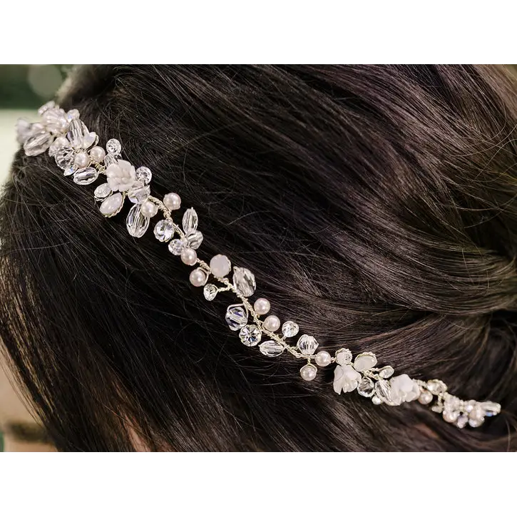 HJ2051 Hair Jewelry - Light Gold/Clear/White