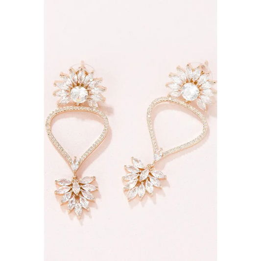 Juno CZ Drop Earrings E002 - Silver