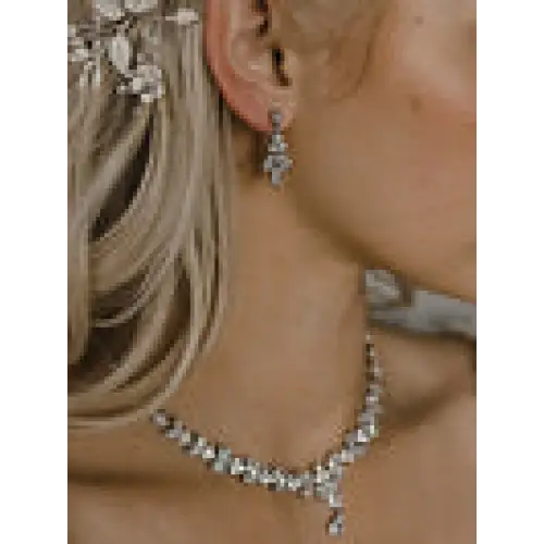 NL2152 Bridal Necklace Set - Silver/Clear - Accessories