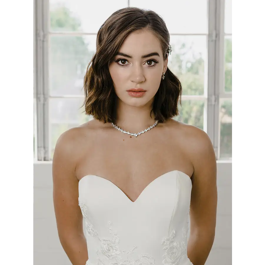 NL2153 Bridal Necklace Set - Silver/Clear - Accessories