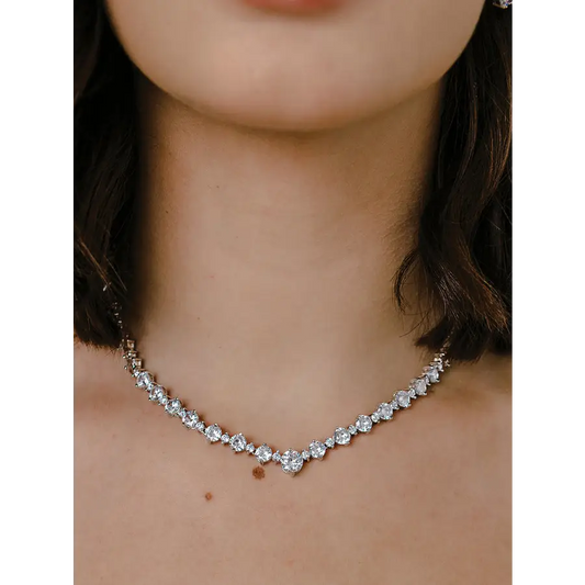 NL2153 Bridal Necklace Set - Silver/Clear - Accessories