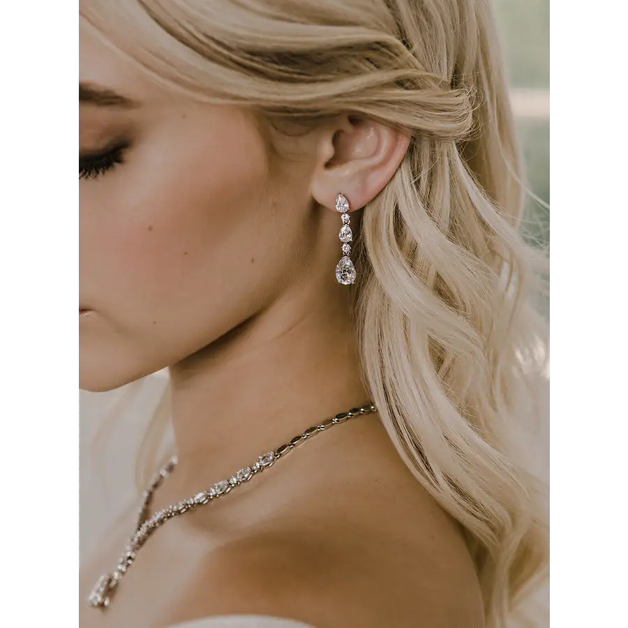 NL2154 Bridal Necklace Set - Silver/Clear - Accessories