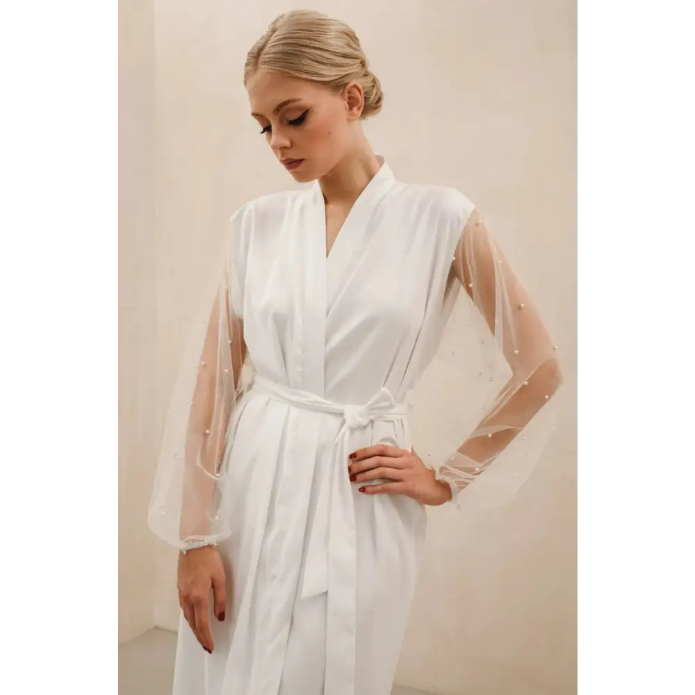 Pearl Sleeve Bridal Robe - Robe