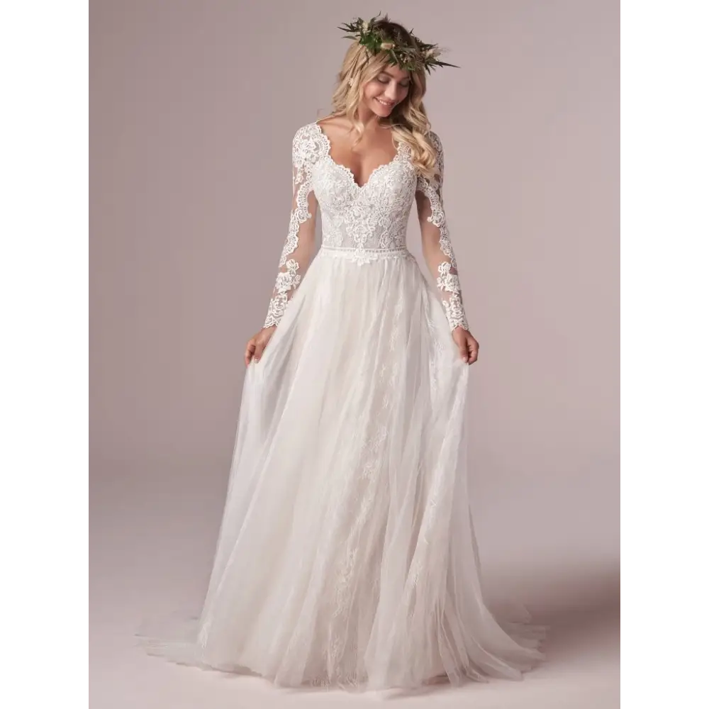 Rebecca Ingram Iris - Ivory (gown with Ivory Illusion) -