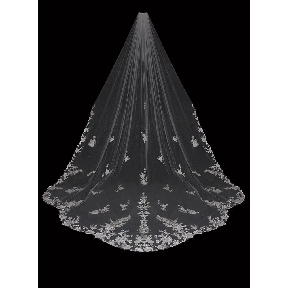 Royal Cathedral Bridal Veil | V2394WRC - Ivory/Silver -