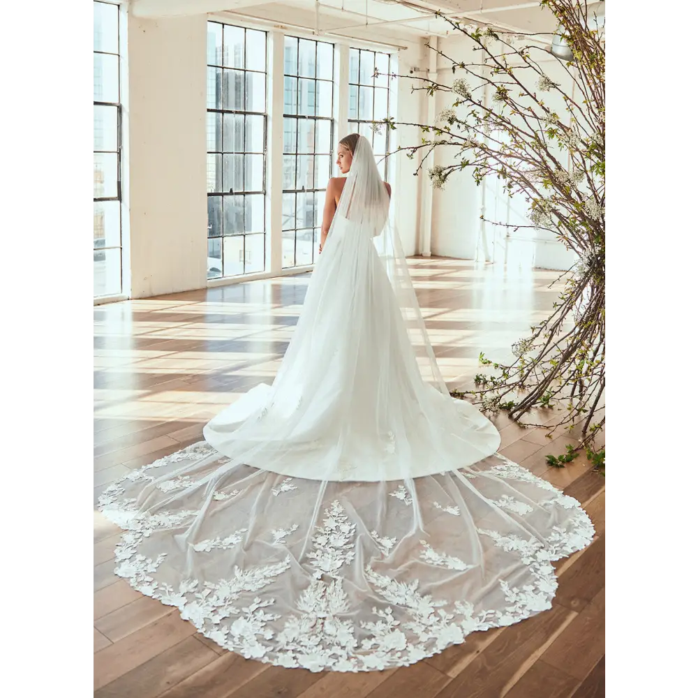 Royal Cathedral Bridal Veil | V2394WRC - Ivory/Silver -