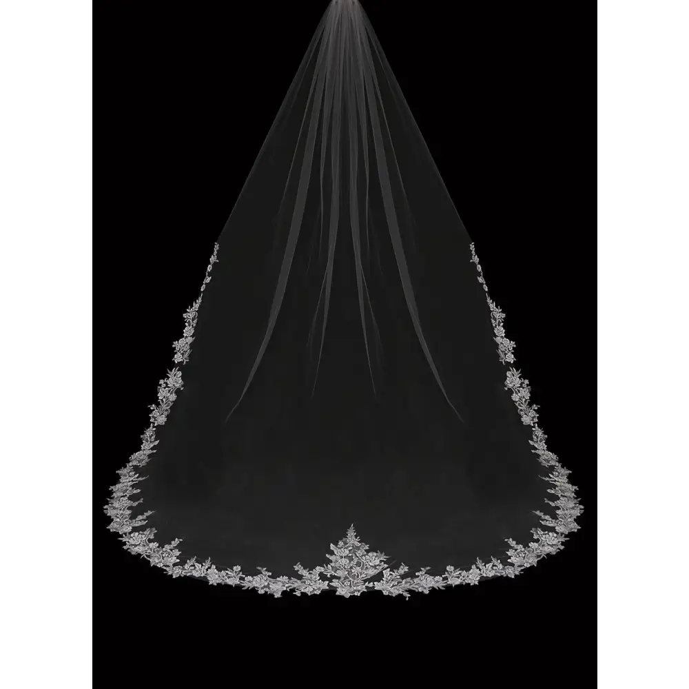 Royal Cathedral Bridal Veil | V2395RC - Ivory/Silver -