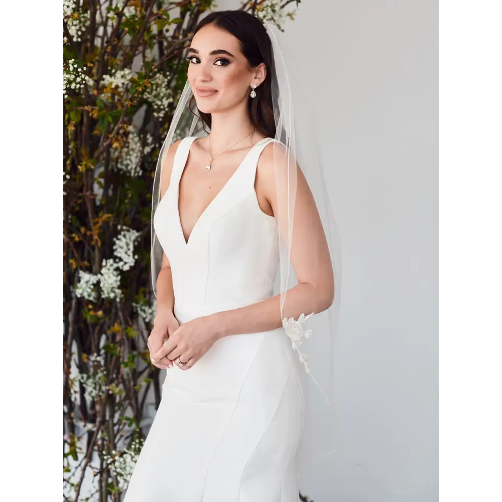 Single Tier Bridal Veil | V2386SF - Ivory - veils