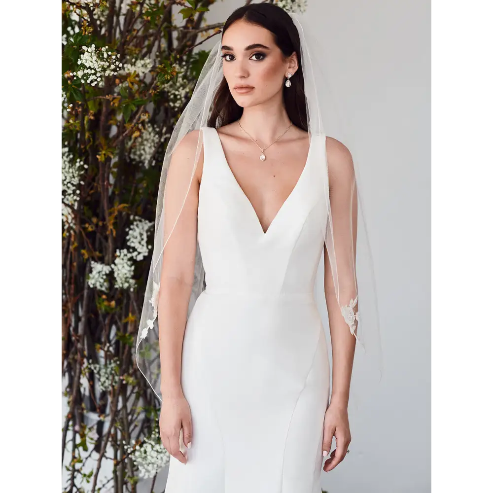 Single Tier Bridal Veil | V2386SF - Ivory - veils