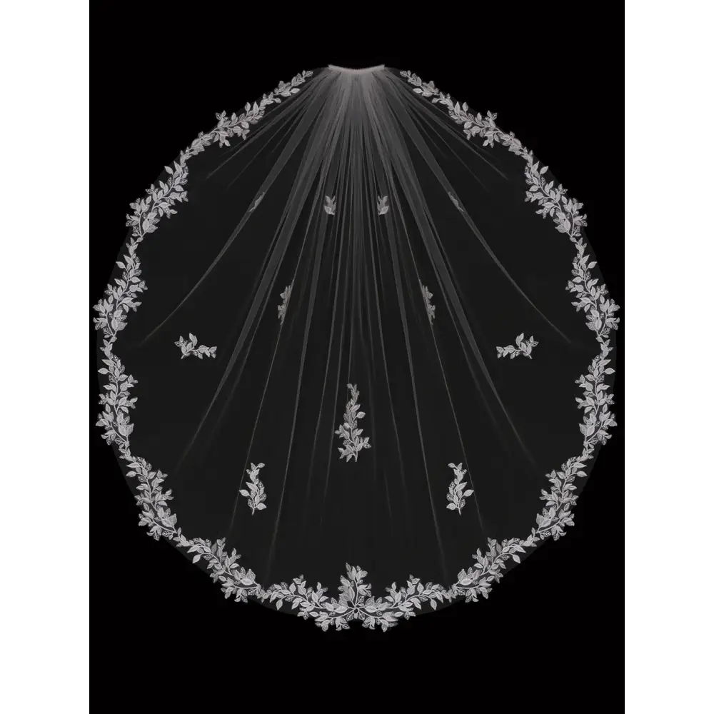 Single Tier Bridal Veil | V2390SF - Ivory - veils