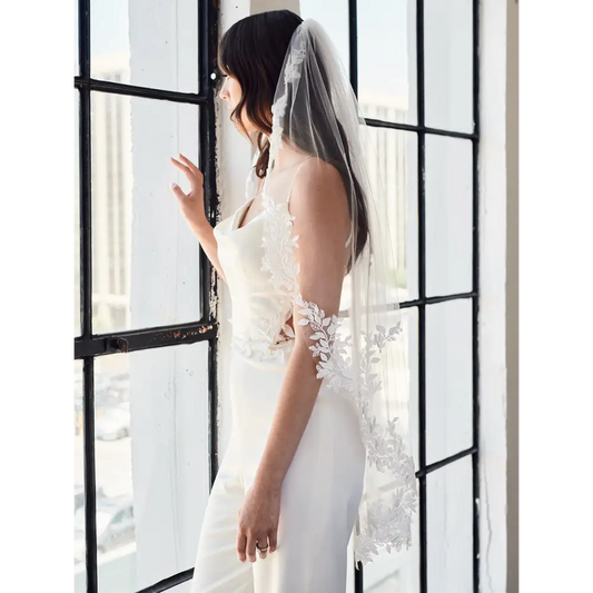 Single Tier Bridal Veil | V2390SF - Ivory - veils