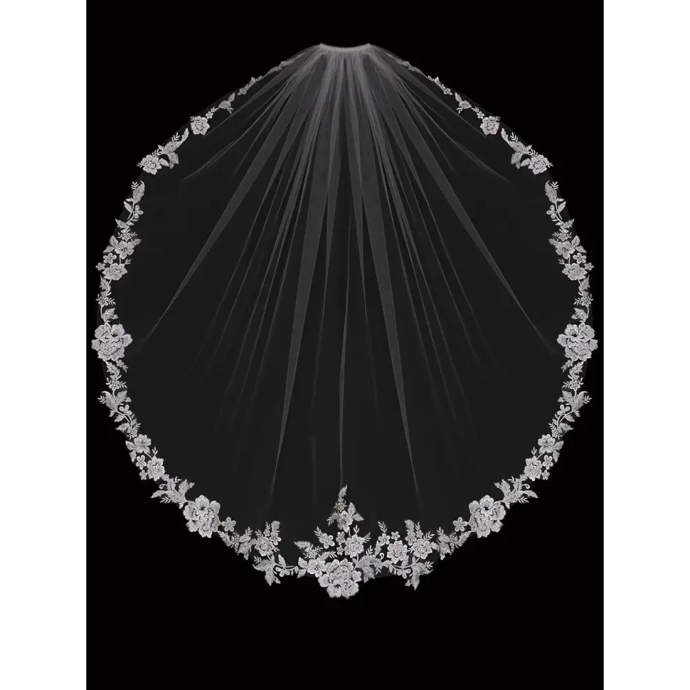 Single Tier Bridal Veil | V2397SF - Ivory - veils