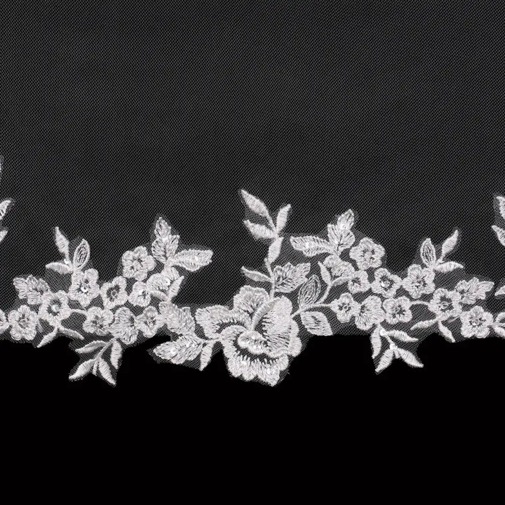 Single Tier Bridal Veil | V2398SF - Ivory - veils
