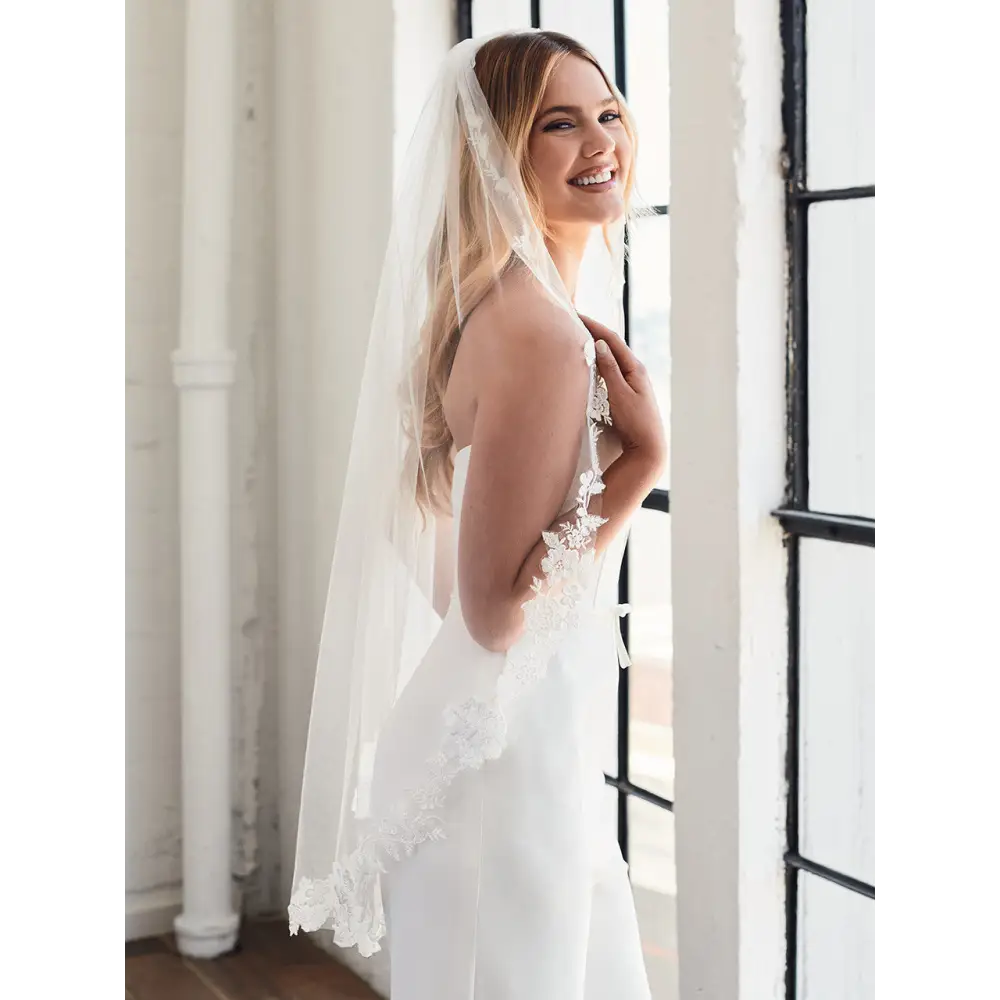 Single Tier Bridal Veil | V2398SF - Ivory - veils