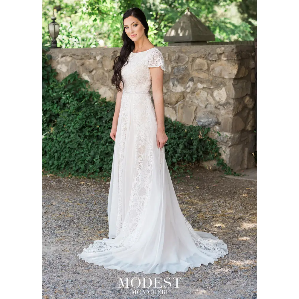 TR11985 by Modest Mon Cheri - Ivory/Nude (pictured) /