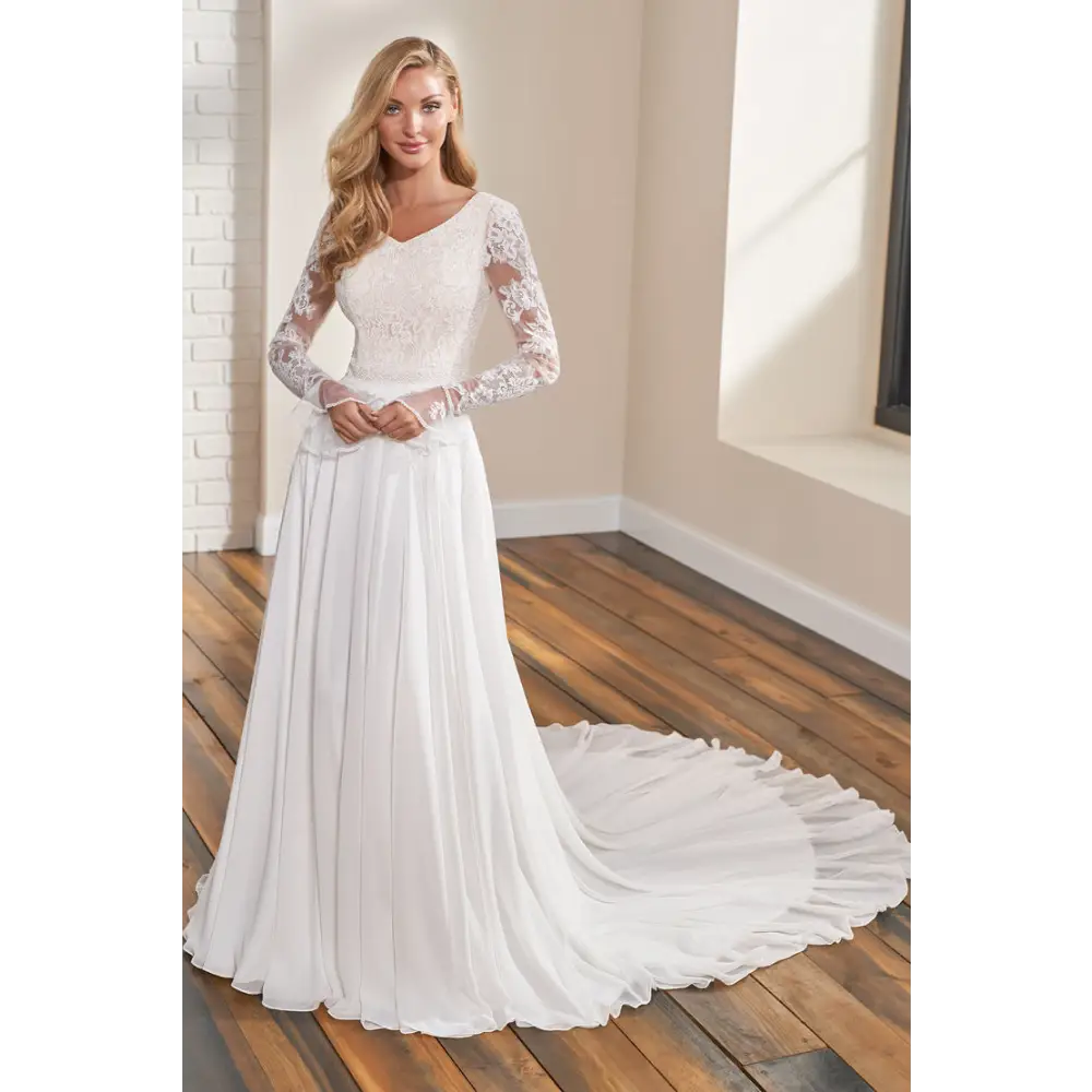 TR12295 by Modest Mon Cheri - 2 / Ivory/Nude - Wedding