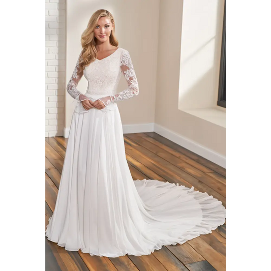 TR12295 by Modest Mon Cheri - 2 / Ivory/Nude - Wedding