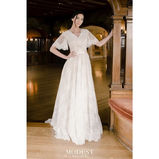 TR22058 by Modest Mon Cheri - In Store - 8 / Ivory/Champagne