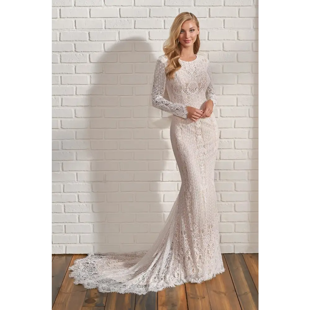 TR22181 by Modest Mon Cheri - Ivory/Nude - Wedding Dresses
