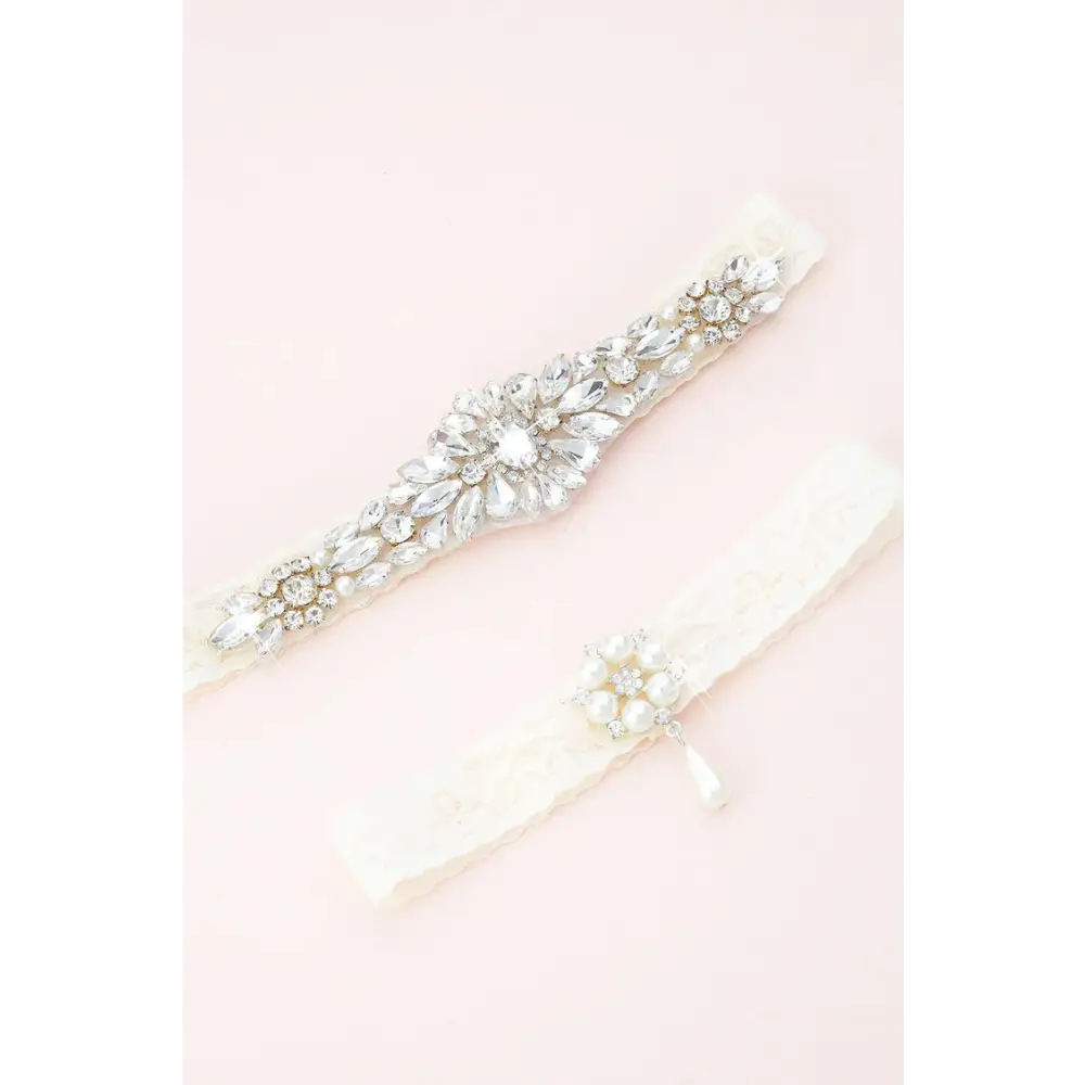 Zara Crystal and Lace Garter Set 78S